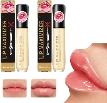 Vitamin E Lip Plumping Serum, Lip Hyaluronic Lip Plumper, Lip Plumping Serum Instant Lip Balm for Moisturize, Eliminate Dryness Wrinkles Enhances Plump Gloss (2PC)