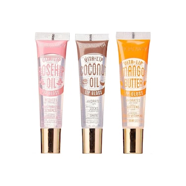 Ruby Kisses Broadway Vita-Lip Clear Lip Gloss (3 Pack Mango Butter, Rosehip, Coconut Oil), Ultra-Hydrating &amp; Soothing Formula with Vitamin Oils, High-Shine Non-Sticky Finish, Healing Lip Balm