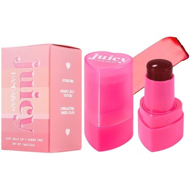 Cooling Water Jelly Tint Blush, Multi-Use Love Blush Tint Stick, Sheer Lip &amp; Cheek Stain Makeup Stick, Moisturizing Buildable Bouncy Jelly Texture, Cruelty Free (04#, 0.32oz)
