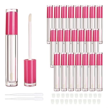 COSIDEA 22 pack empty round 5ml rose pink lip gloss tubes cute lipgloss tube containers with wand wholesale in bulk lip balm container packing