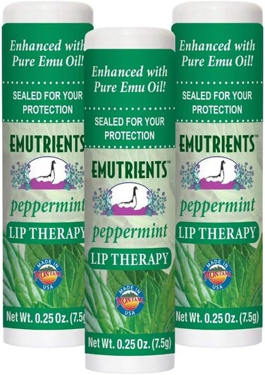 Montana Emu Ranch - Lip Therapy Lip Balm - 0.25 Ounce - Peppermint Flavor - 3 Pack - Made with Pure Emu Oil