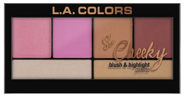 L.A. COLORS So Cheeky Blush and Highlight Palette, Pink and Playful C30461