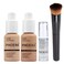 Full Coverage Makeup Set with 2x Foundation (105 Sand &amp; 104 Buff Beige), Primer Gel &amp; Applicator Brush - Complete Face Cosmetics Kit for Women