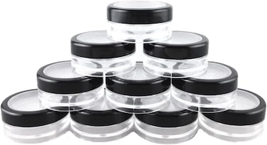 yueton 10pcs Black Edge Open Window 10 Gram Empty Clear Plastic Powder Compact Cosmetic Containers
