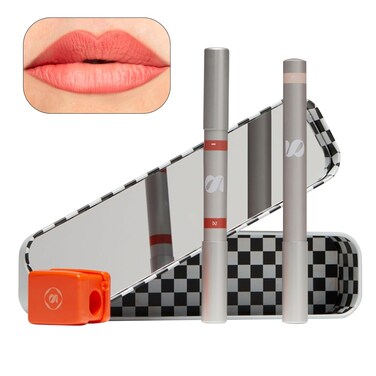 SARELLY CREATIVO LAB   Vegan Beauty Makeup Kit 5 in 1   Lipstick Lip Liner Highlighter Makeup Sharpener &amp; Mirror   Cute Stuff   Spicy Eggplant Penne