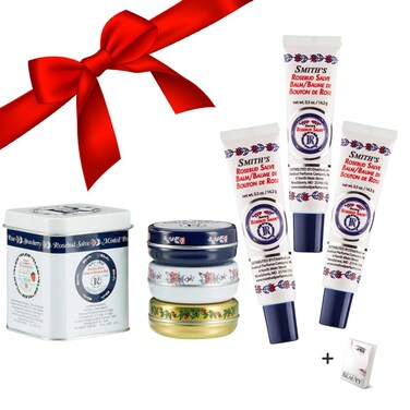 Smiths Rosebud Salve- Collectors Lavish Layers 0.8oz Set &amp; 0.5oz Rosebud Trio Lip Balm-Original Rose Salve, Minted Rose, Strawberry Lip Balm &amp; Trio Rosebud Lip Gloss Tubes-Christmas Gift Set,Ebook
