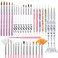 36pcs Acrylic Nail Art Design Tools Set with Extension Gel Brush, Dotting Tools, Liner Brush for DIY Salon, Pink