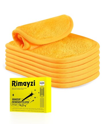 Makeup Remover Cloth 7 Packs, Skin Friendly Makeup Remover Pads for All Skin Types, Washable &amp; Reusable Cleansing Cloth, Remove Waterproof Mascara Eyeliner Foundation Lipstick With Just Water (Yellow)