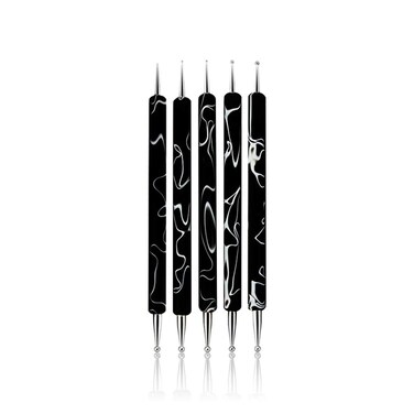 5 Pcs/Set Double-ended Nail Art Dotting Pens Nail Art Design Dotting Painting Pen Tool Nail Decorations Brush Set Tools(Size 2)