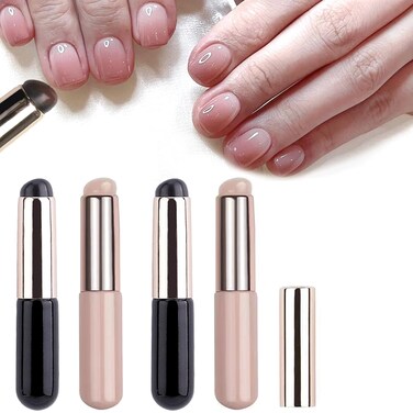 4PCS Ombre Nail Brush, Silicone Nail Brushes for Nail Art, DIY Nail Art Tools for Chrome Nail Powder, Reusable Nail Dust Brush, Portable Nail Design Brushes for Gel Polish Gradient