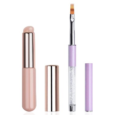 2Pcs Ombre Nail Brush For Nails Ombre Gel Polish Brushes Tools Reusable Silicone Nail Brush Gradient Nail Ombre Painting Brush Nail Silicone Brushes Pens For Nails Lip Eyeshadow Brushes