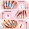 Makartt Nail Art Brushes with Palette: 4pcs Doubled-ended Nail Tool included 6/9/20mm Liner Brush Flat &amp; Round Angled Gel Nail Brush Dotting Tools Nail Supplies for Nail Painting