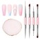 Makartt Nail Art Brushes with Palette: 4pcs Doubled-ended Nail Tool included 6/9/20mm Liner Brush Flat &amp; Round Angled Gel Nail Brush Dotting Tools Nail Supplies for Nail Painting