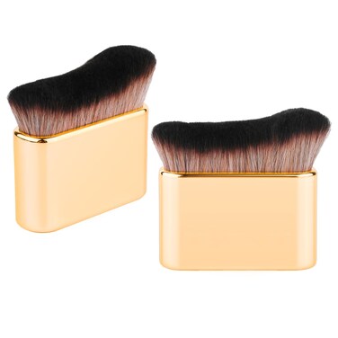 2pcs Self Tanning Brushes, Soft Bristles Body Makeup Brush Liquid Foundation Self Tan Blending Brush Tanning Brush Applicator for Face Body (Gold)