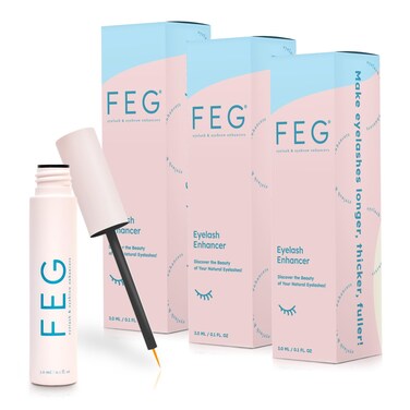 FEG Eyelash Enhancer Rapid Eyelash Growth Serum with Natural Ingredients   Lash Serum for Growing Naturally Thick, Full, and Long Eyelashes   Stimulates Natural Eyelash Growth   3-Pack of 3ml Tubes