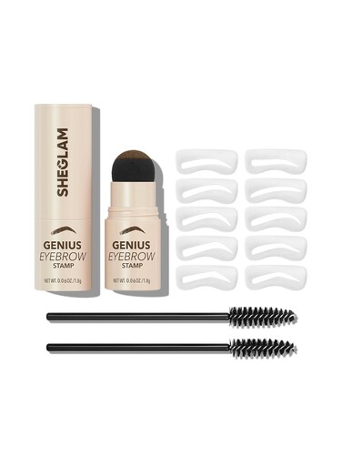 SHEGLAM Genius One Step Eyebrow Shaping Kit Eyebrow Stencil Kit Natural Eyebrow Stamp - Chocolate