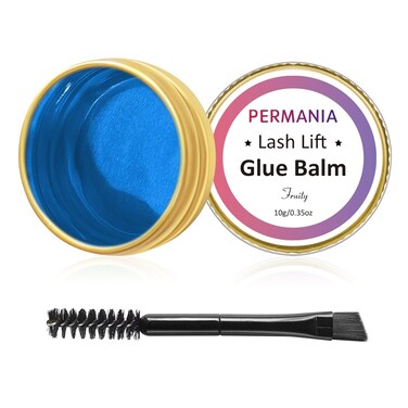 PERMANIA Lash Lift Glue, Eyelash Lifting Adhesives Strong Hold and Perfectly Shaped Eyebrows for Brow Lamination Kit, Lash Lift Balm Bright Colors &amp; Fruity Flavours Fast Drying &amp; Waterproof (Blue)