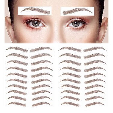 40 Pairs Eyebrow Tattoo Stickers Waterproof Peel Off 6D Eyebrow Tattoo Sticker Nature False Eyebrows Hair-Like Long Lasting Tattoo Eyebrow for Woman Makeup Tool