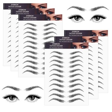 Molain 4D Hair-Like Eyebrow Tattoos Stickers 6 Sheets Waterproof Long-lasting Eyebrow Transfers Stickers Peel Off Eyebrow Sticker for Eyebrow Grooming Shaping 1 Style 66 Pairs Black