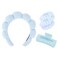 Wecoe Spa Set - Skincare Headband &amp; Wrist Towels, Blue Puffy Sponge, Cute Scrunchies for Women &amp; Girls