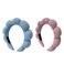 Puffy Sponge Spa Hairband, 2 Pack for Women Face Washing, Makeup Removal, Shower, Skincare (Pink, Blue)