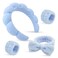 Sponge Spa Headbands for Women &amp; Wristband Set,Puffy Makeup Headband Set for Washing Face,Soft Towel Skin Care Head Band,Cute Hair Band Shower 4 Pcs