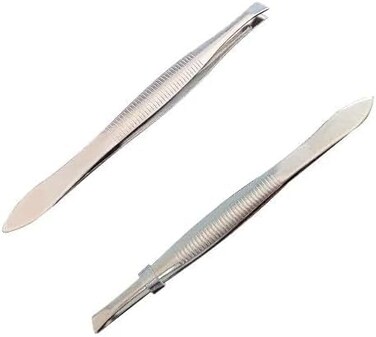 Two Pcs of Qulity Slant Tweezer, Professional Stainless Steel, Provides a Strong Grip, Removes Hairs Accurately, Shapes, Ergonomically-Designed (2)