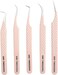 GMI Lash Tweezers - Set of 5 Eyelash Tweezers- Stainless Steel Eyelash Extension Tweezers - Multipurpose Lash Tweezers for Eyelash Extensions for Individual. (Nude)