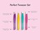 MCoBeauty Perfect Tweezers Professional 4 Pack Set, Ultra-Fine Slant Tips, Cleanable &amp; Rust-Proof Metal, Removes Stubborn Hairs