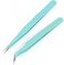 MAXLEAF 2pcs Stainless Tweezers Straight Curved Tweezers for Stickers Eyelash Extensions Precision Electronics Nail Rhinestone Jewelry, Scrapbooking Tools (Green)
