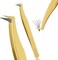 My Lash Tools Fiber Tip Lash Tweezers for Eyelash Extensions Pro Tweezer for Volume Lashes Japanese Stainless Steel Mink Lashes Fan Making Mega Volume Boot Angled Lashing Tweezers (Gold)