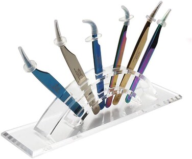 esowemsn 1PC 6 Holes Acrylic Tweezers Stand Holder Eyelash Extension Storage Rack Eyelash Tweezer Collecting Displaying Shelf Eyelashes Extension Supplies Accessories