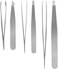 Iconikal Brushed Stainless Steel Tweezer Set &ndash; 12 Pack of Durable Precision Tweezers for Hair Removal - Mini Straight, Slanted &amp; Angled Types Included