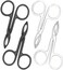 Tweezers Scissor Handle Straight Tip Scissor Shaped Eyebrows Tweezers for Hair Plucker Remover Facial Hair Eyebrows Care (4 pcs with Silver and Black)