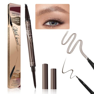 2024 New Microblading Eyebrow Pen (Chestnut), 3D Waterproof Microblading Eyebrow Color with 4 Fork Tip Tattoo, Long-Lasting Natural Eyebrow Pencil, Advanced Professional Hair-Like Brow Pen for Women