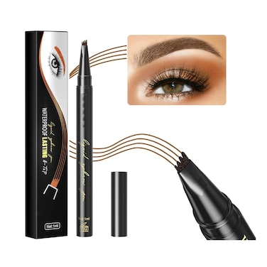 Eyebrow Pen, Micro 4 Point Makeup Pens, Microblading Eye Brow Pencil for Natural and Hair-Like Strokes Makeup, Waterproof, Long Lasting &amp; Professional Eyebrow Definer (#2 Dark Brown)