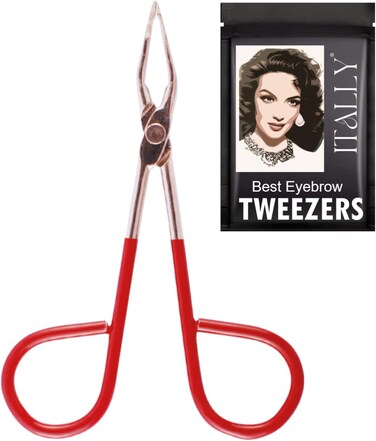 Professional Salon TWEEZERS with Easy Scissor Handle, The BEST PRECISION EYEBROW TWEEZERS Men/Women, PORTABLE, Pinzas Para Cejas, Ingrown Hair, Blackhead; Purple MADE IN MEXICO (Red-Berry)