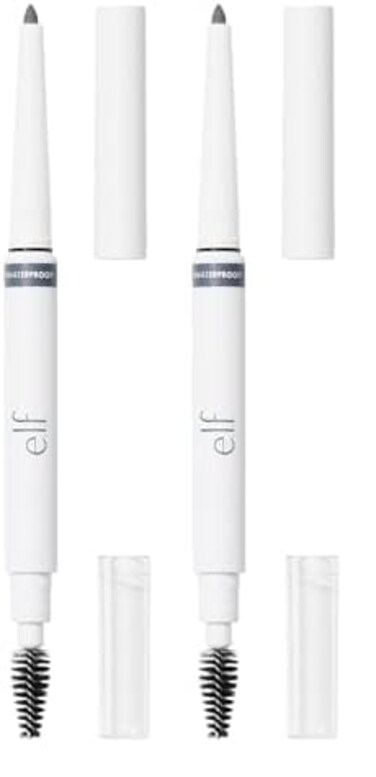 e.l.f. Instant Lift Waterproof Brow Pencil, Long-Lasting Eyebrow Pencil For Grooming &amp; Shaping Brows, Vegan &amp; Cruelty-free, Grey (Pack of 2)