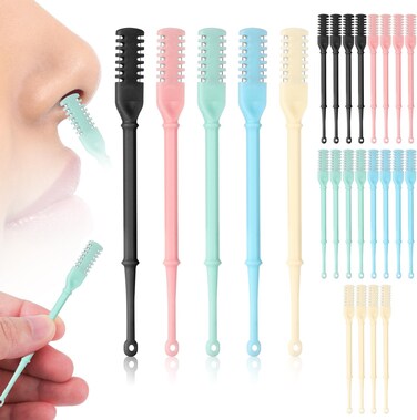 12pcs Nose Hair Trimmer, 2-in-1 Nasal Hair Cutter Manual Nose Hair Trimmer Nose Hair Plucker Manual Nose Hair Clippers Rotary Nose Hair Trimmer for Men Women(Black Blue Pink Green)