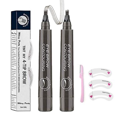 Microblading Eyebrow Pen 3D 4 Fork Tip Eyebrow Pencil Creates Lasting MakeUp Professional Natural Looking Brow Pen Cover Sparse Areas Daily Waterproof Brow Pencil