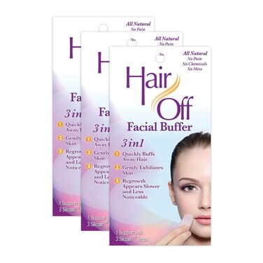 Facial Buffer - Painless &amp; Chemical Free Facial Hair Remover &amp; Gentle Face Exfoliator - Hair Eraser to Slow Regrowth on Chin, Lip &amp; Cheeks (3 Buffers Per Box, Pack of 3)
