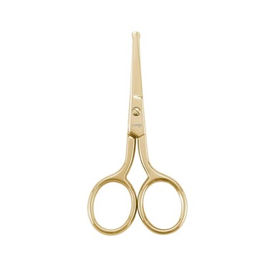 LIVINGO Professional Nose Hair Scissors, Multi-purpose Stainless Steel Rounded Tip Straight Blade, Facial Hair Beard Eyebrows Ear Trimming Beauty Grooming Tool for Men &amp; Women, 3.5&rdquo; Gold