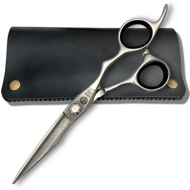 Hair Cutting Shears/Scissors Crafted from Japanese Damascus Steel - Sharp, Durable, Long-Lasting - Designed for Professional Barbers and Hairdressers (6.0 Inch Saki Dotanuki)