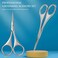 2Pcs Facial Hair Small Grooming Scissors For Men Women - Eyebrow, Nose Hair, Mustache, Beard, Eyelashes, Ear Trimming Kit - Curved and Rounded Safety Tip Clippers For Hair Cutting - Silver