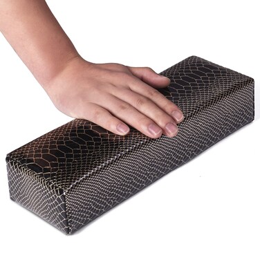 Arm Rest for Nails, Easy to Clean Nail Armrest Pillow for Acrylic Nails Sturdy PU Leather Hand Rest Cusion Holder Cute Soft Waterproof for Nail Tech (Black)