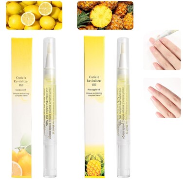 Meschett 2PCS Cuticle Oil Pens for Nail Care,Cuticle Revitalizer Oil Pen with Soft Brush,Cuticle Oil to Prevent Nail Cracking and Dry (Pineapple &amp; Lemon Flavor)