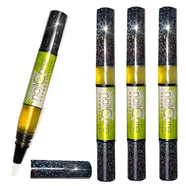 Cuticle Oil Pen for Nails - Nail Strengthener &amp; Growth Oil and Serum for Damaged Nails, Hangnails w/Jojoba cuticle oil&mdash;Coconut Lime Verbena Fragrance - Holographic Glitter Pens 4-Pack