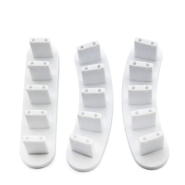 3pcs False Nail Art Tips Practice Display Stand Tool with 10 pcs False Nail Tips for Gel Nail Polish DIY Nail Training Tools (White)