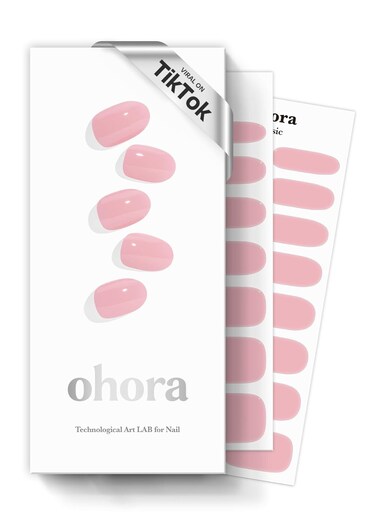 ohora Semi Cured Gel Nail Strips (N Cream Pink) - Pink, Solid, Works with Any UV/LED Lamps, Salon-Quality, Long Lasting, Easy to Apply &amp; Remove - Includes 2 Prep Pads, Nail File &amp; Wooden Stick