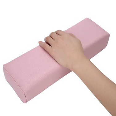 Arm Rest for Nails, Pebbled Grain Leather Nail Pillow Hand Rest for Nail Tech Acrylic Nails, Sturdy Manicure Cushion Holder for Nail Salon and Home Use (Pink)